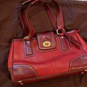 Red Coach shoulder bag- light wear- great piece